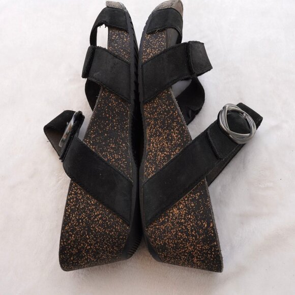 Dansko Suzie Womens Black Wedge Sandals With Buckle Strap Sz 41 7.5 8 - Picture 8 of 9